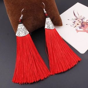 Bohemian fashion tassel earrings NEW RED